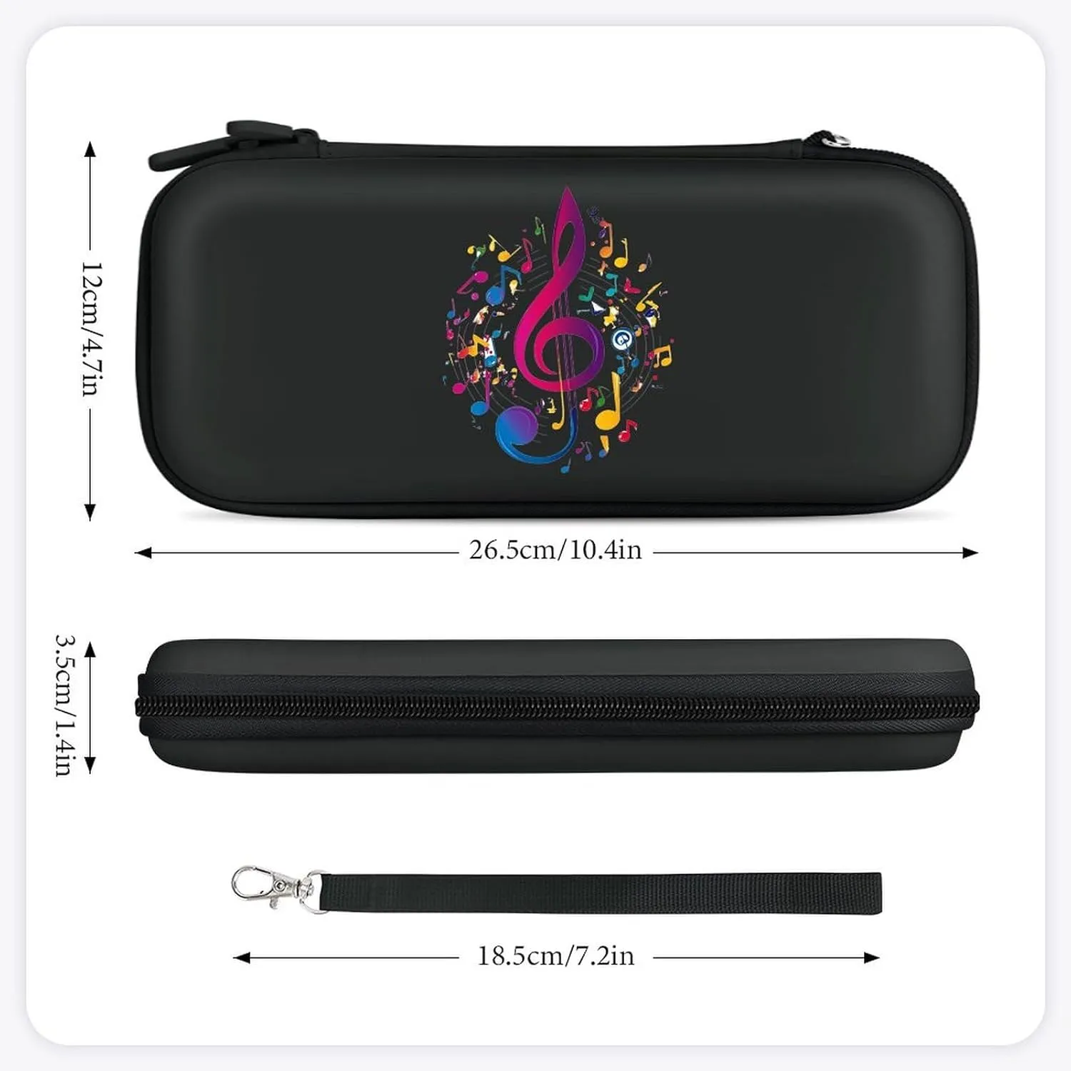 Colorful Musical Notes Compatible with Switch Carrying Case Hard Travel Game Bag Pouch with 15 Games Accessories
