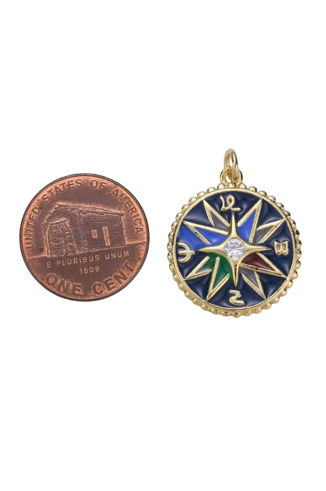 Colorful Ornate Compass Charm