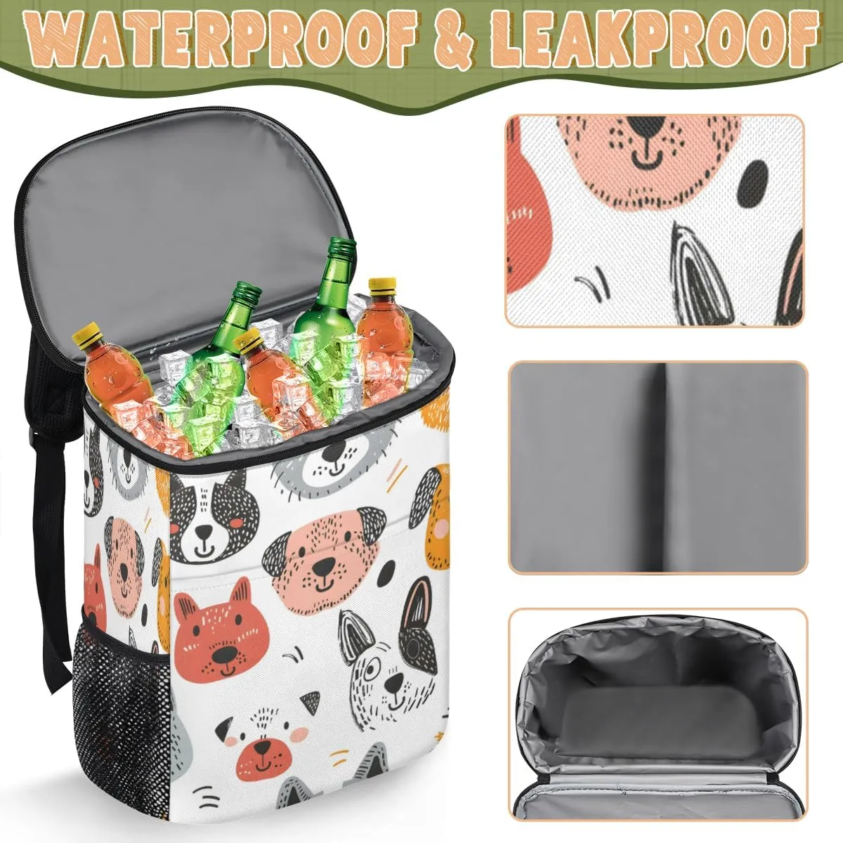 Cooler Backpack Insulated Cute Dinosaur Theme Lightweight Travel Cooler Lunch Backpack Drink Beverage Beer Bag