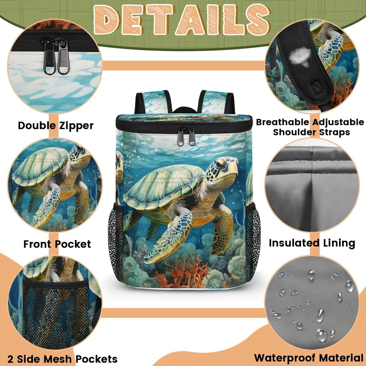 Cooler Backpack Insulated Leakproof Backpack Lightweight Ice Coolers Waterproof Cooler Bag Lunch Backpack for Camping Hiking Picnic for Men Women