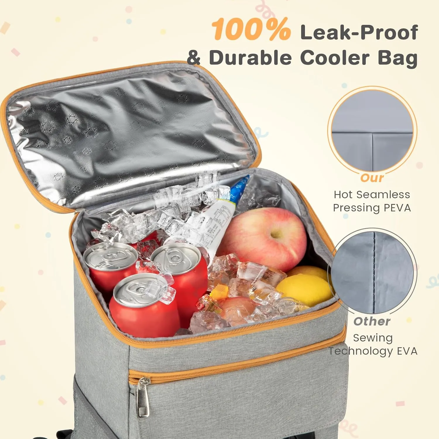 Cooler Backpack Soft Insulated Leak Proof 30/40/50/54 Cans Insulated Backpack Cooler Portable Picnic Camping Beach Hiking BBQ Lunch Backpack for Men and Women