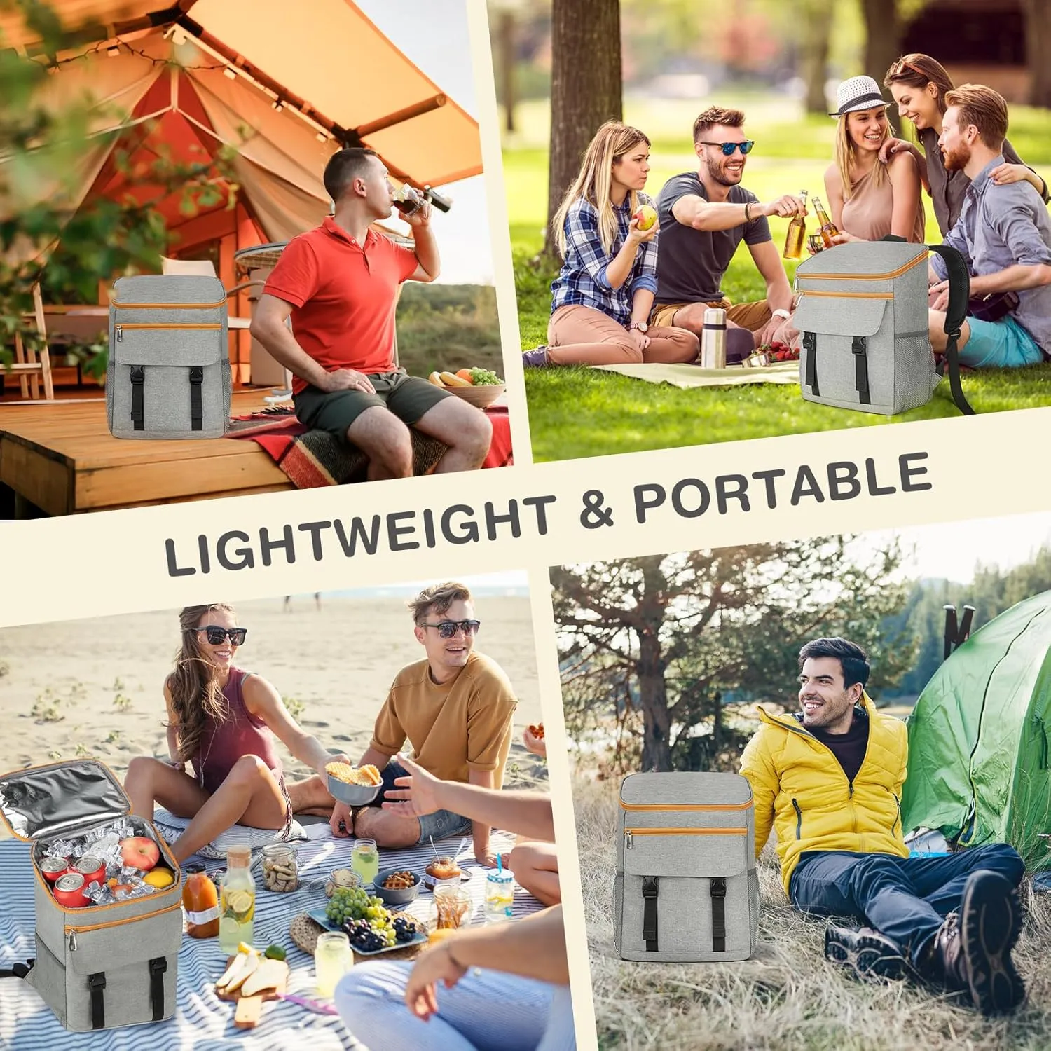Cooler Backpack Soft Insulated Leak Proof 30/40/50/54 Cans Insulated Backpack Cooler Portable Picnic Camping Beach Hiking BBQ Lunch Backpack for Men and Women