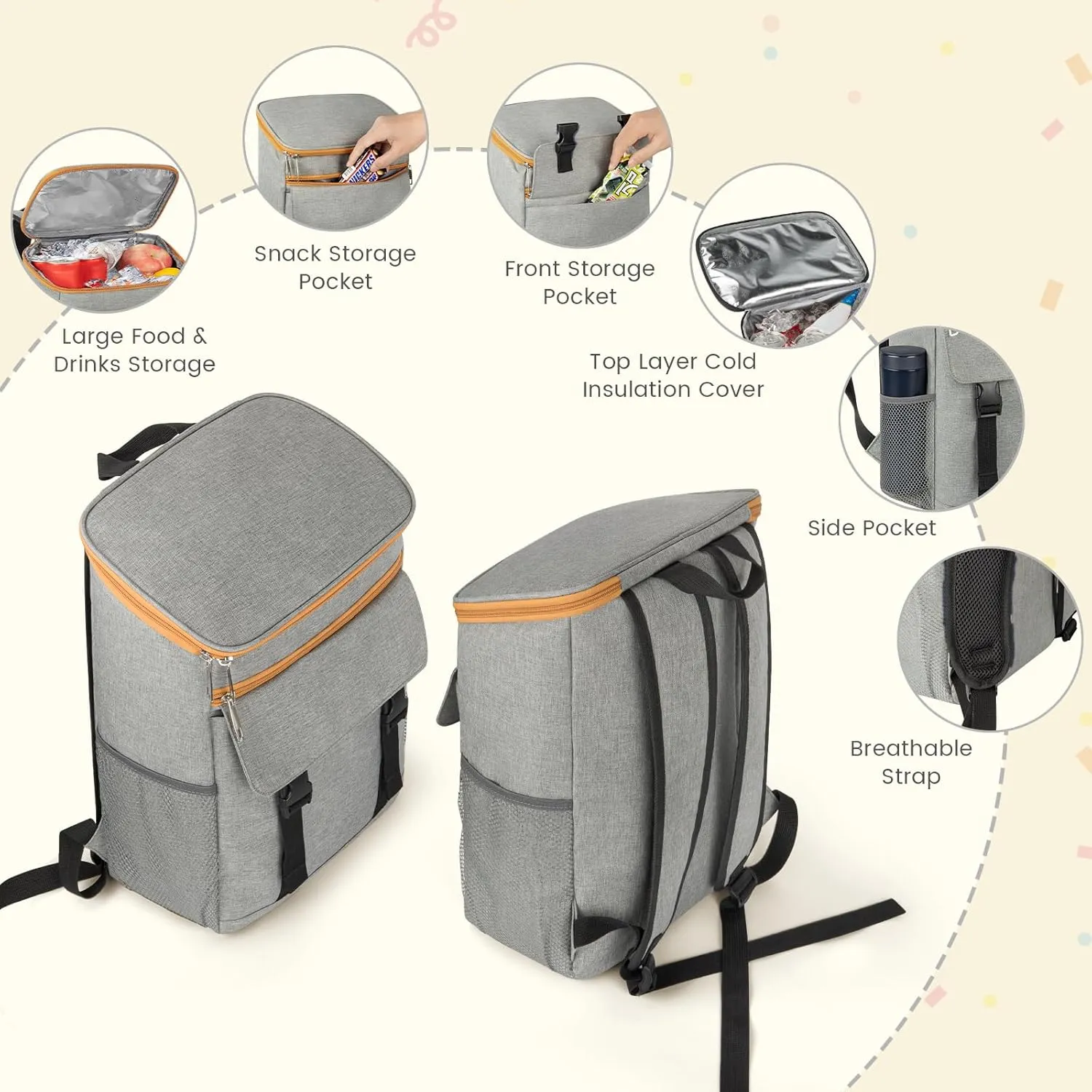 Cooler Backpack Soft Insulated Leak Proof 30/40/50/54 Cans Insulated Backpack Cooler Portable Picnic Camping Beach Hiking BBQ Lunch Backpack for Men and Women