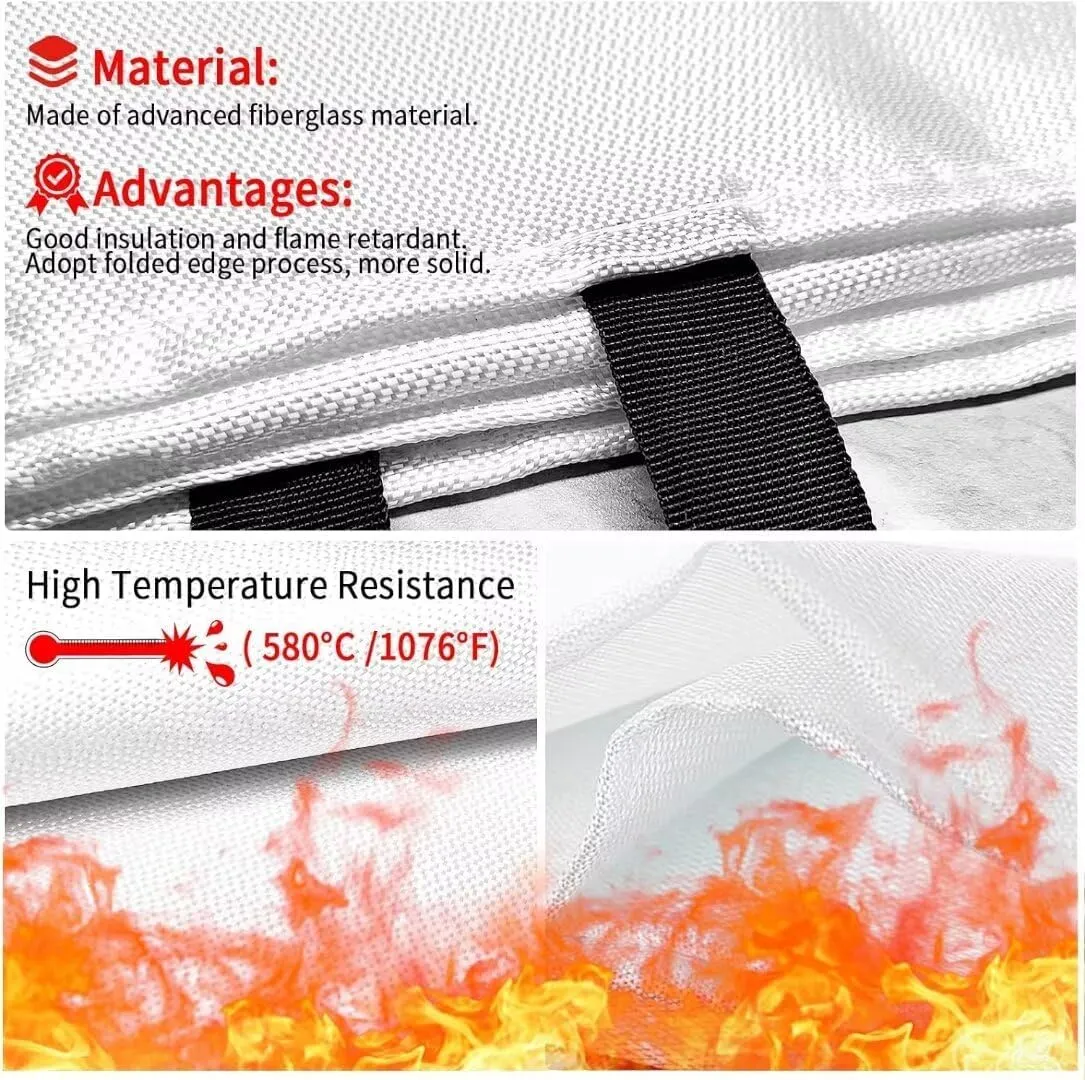COSHNIBI Fire Blanket Emergency for Kitchen, Fiberglass Retardant Safety Blankets for Home, Fireplace,Grill,School,Car, Office, Warehouse,2 Pack 39.3x39.3 inch