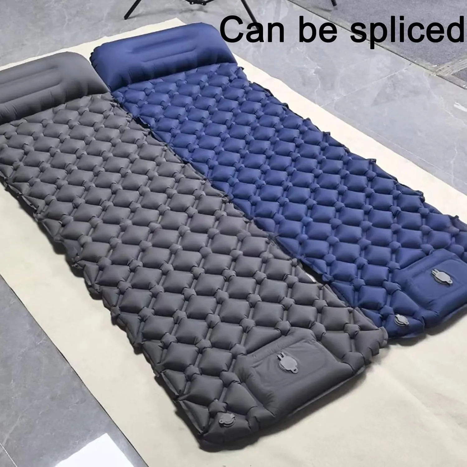 Coziya Matelas, Inflatable Sleeping Pad with Built-in Pillow, 5cm Ultralight Inflatable Camping Mattress, Splicable, Waterproof, Anti-Slip, Suitable for Outdoor Mountaineering (Army Green,Single)