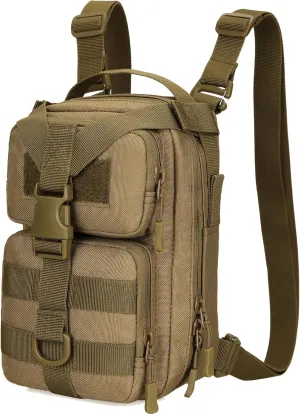 CREATOR 3 In 1 Small Military Tactical Backpack Tactical Messenger Bag Army Crossbody Shoulder Bag for Men (Brown)