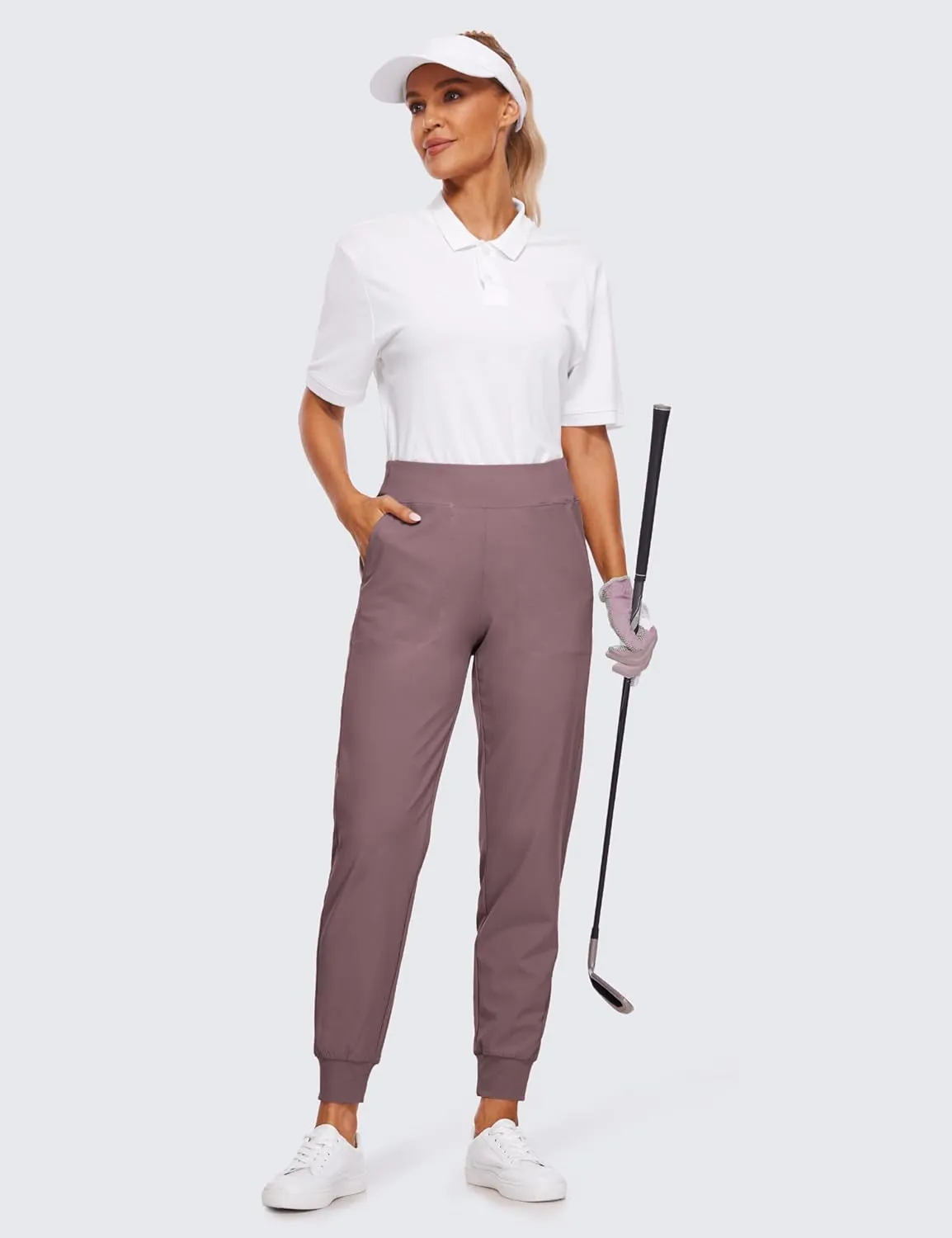 CRZ YOGA Womens Joggers Pants with Pockets Lightweight Workout Travel Casual Golf Hiking Pants for Women Quick Dry