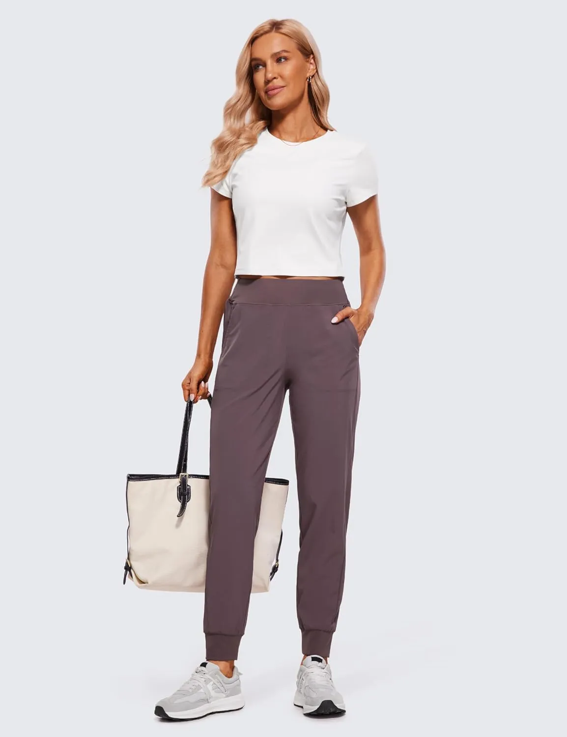 CRZ YOGA Womens Joggers Pants with Pockets Lightweight Workout Travel Casual Golf Hiking Pants for Women Quick Dry
