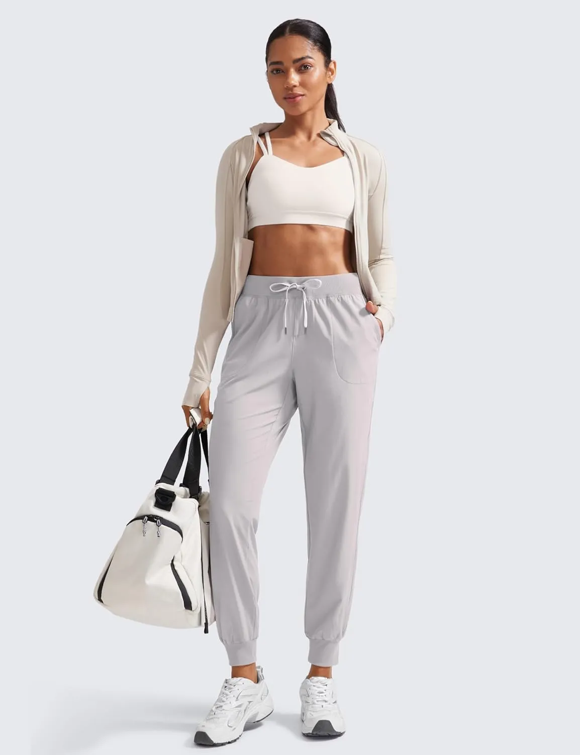 CRZ YOGA Women's Lightweight Workout Joggers 27.5" - Travel Casual Outdoor Running Athletic Track Hiking Pants with Pockets