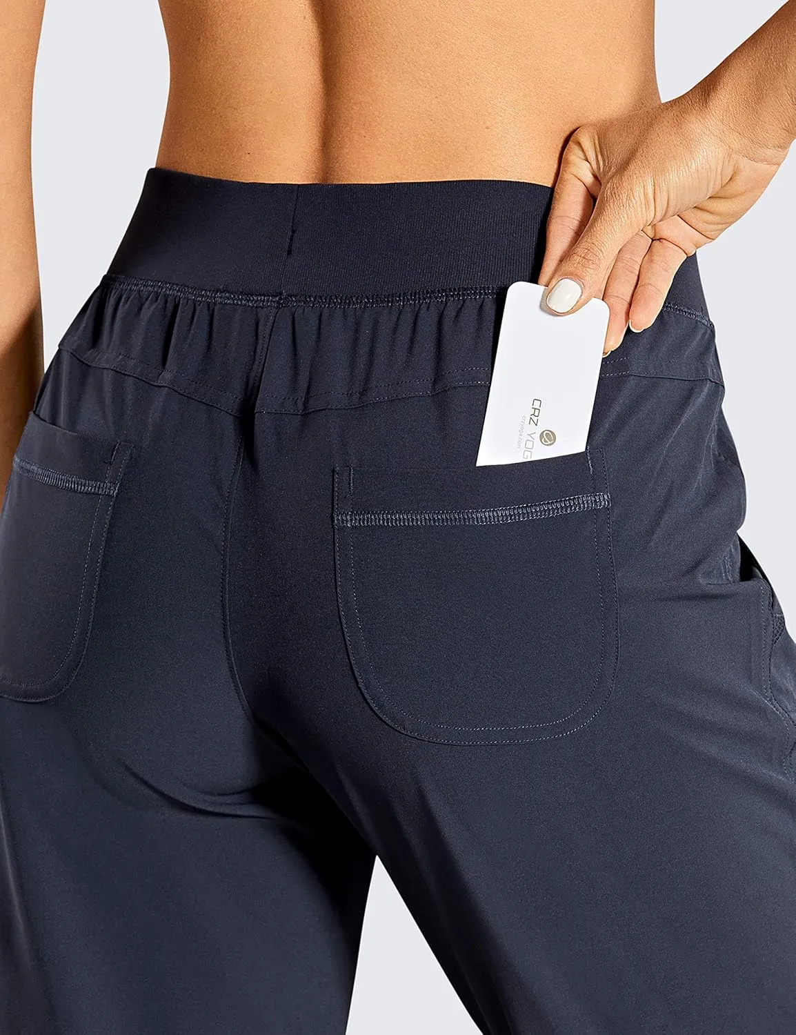 CRZ YOGA Women's Lightweight Workout Joggers 27.5" - Travel Casual Outdoor Running Athletic Track Hiking Pants with Pockets