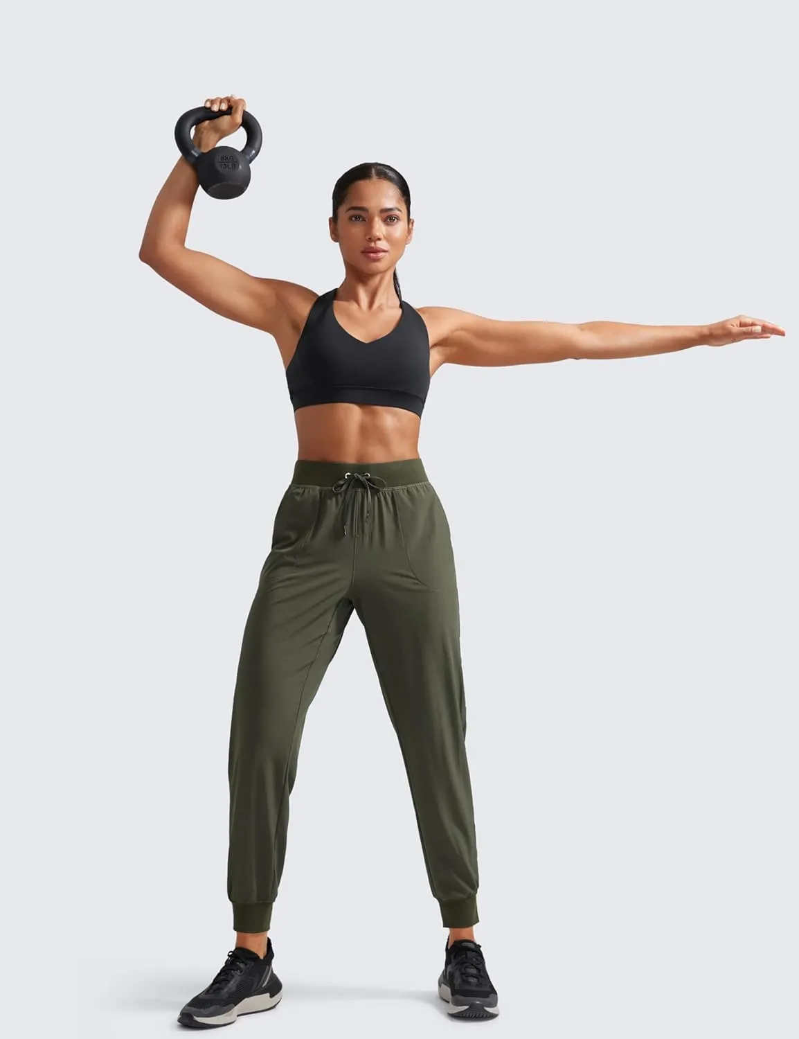 CRZ YOGA Women's Lightweight Workout Joggers 27.5" - Travel Casual Outdoor Running Athletic Track Hiking Pants with Pockets