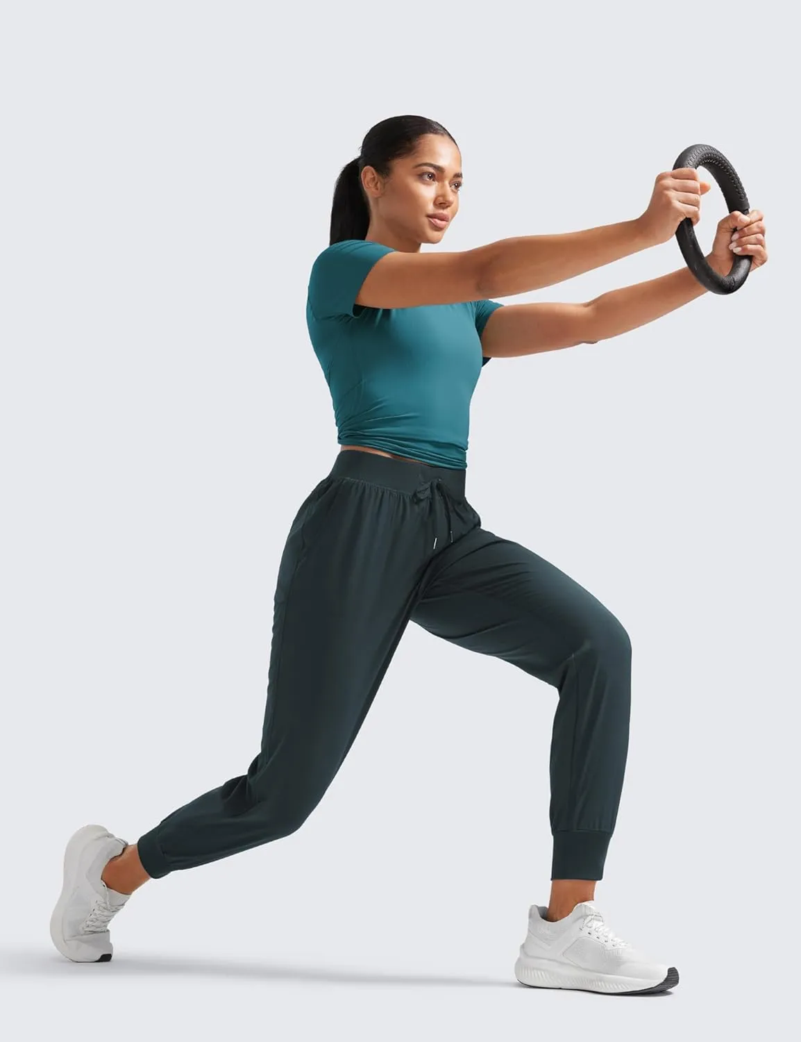 CRZ YOGA Women's Lightweight Workout Joggers 27.5" - Travel Casual Outdoor Running Athletic Track Hiking Pants with Pockets