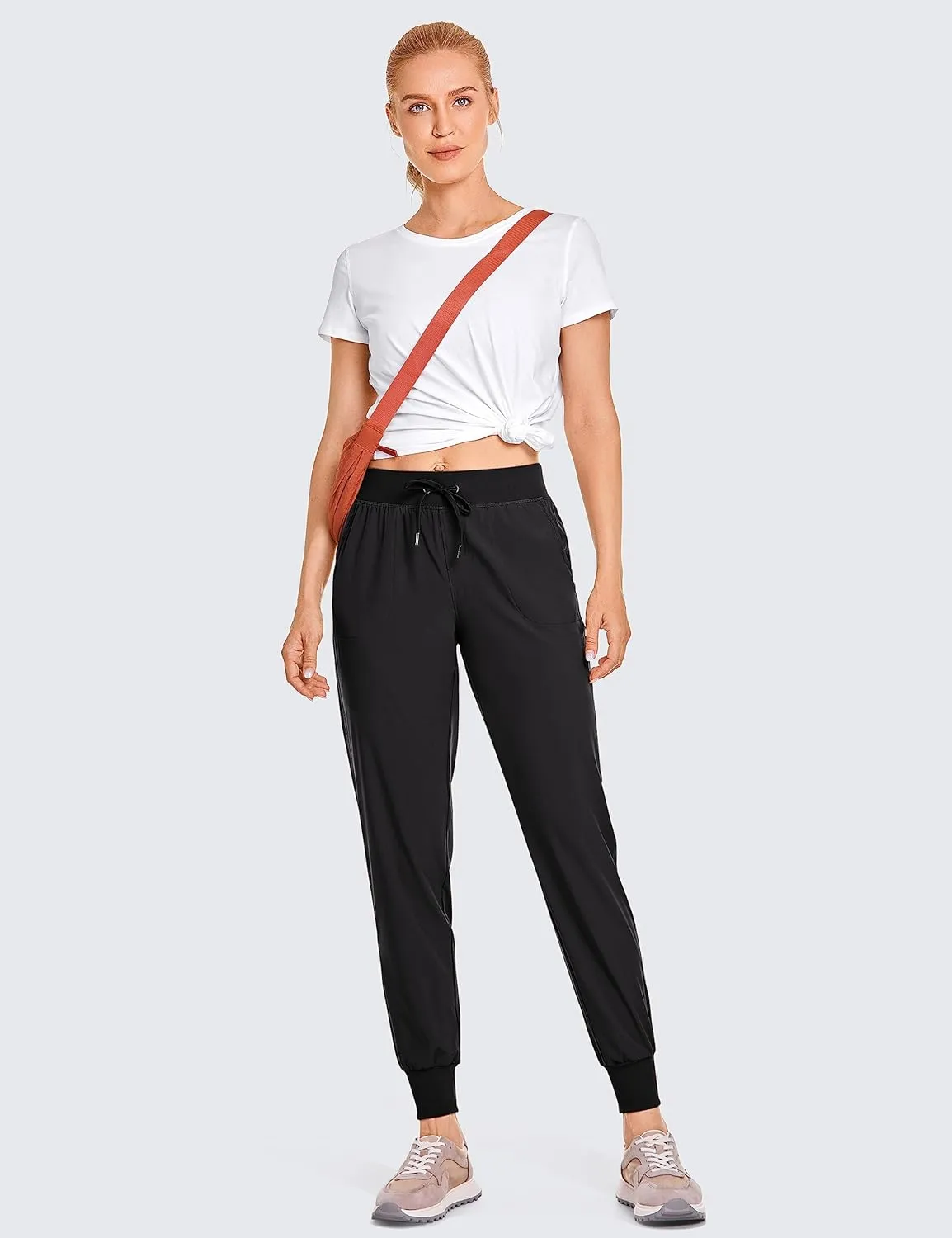CRZ YOGA Women's Lightweight Workout Joggers 27.5" - Travel Casual Outdoor Running Athletic Track Hiking Pants with Pockets