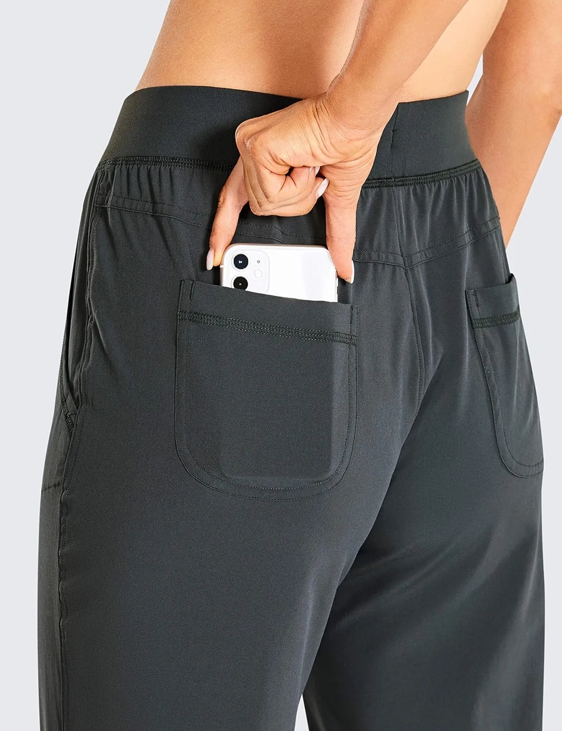 CRZ YOGA Women's Lightweight Workout Joggers 27.5" - Travel Casual Outdoor Running Athletic Track Hiking Pants with Pockets