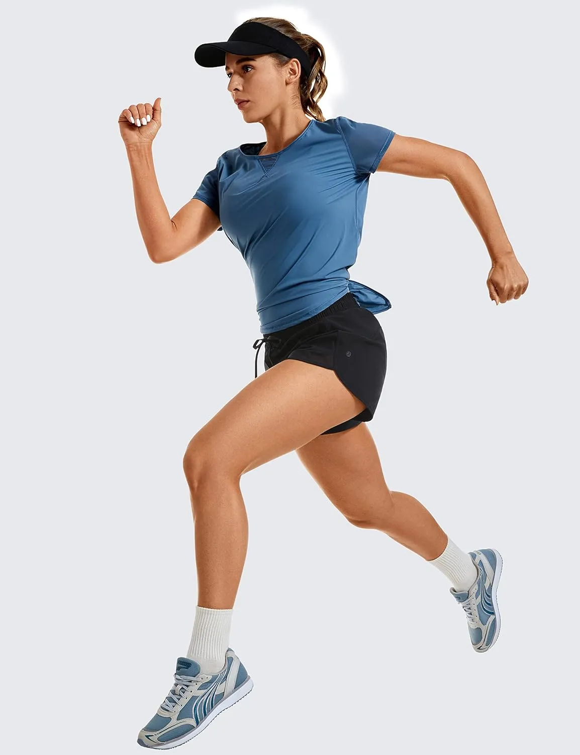 CRZ YOGA Women's Mid Rise Running Shorts Mesh Liner 3'' - Quick Dry Drawstring Workout Athletic Gym Shorts Zip Pocket