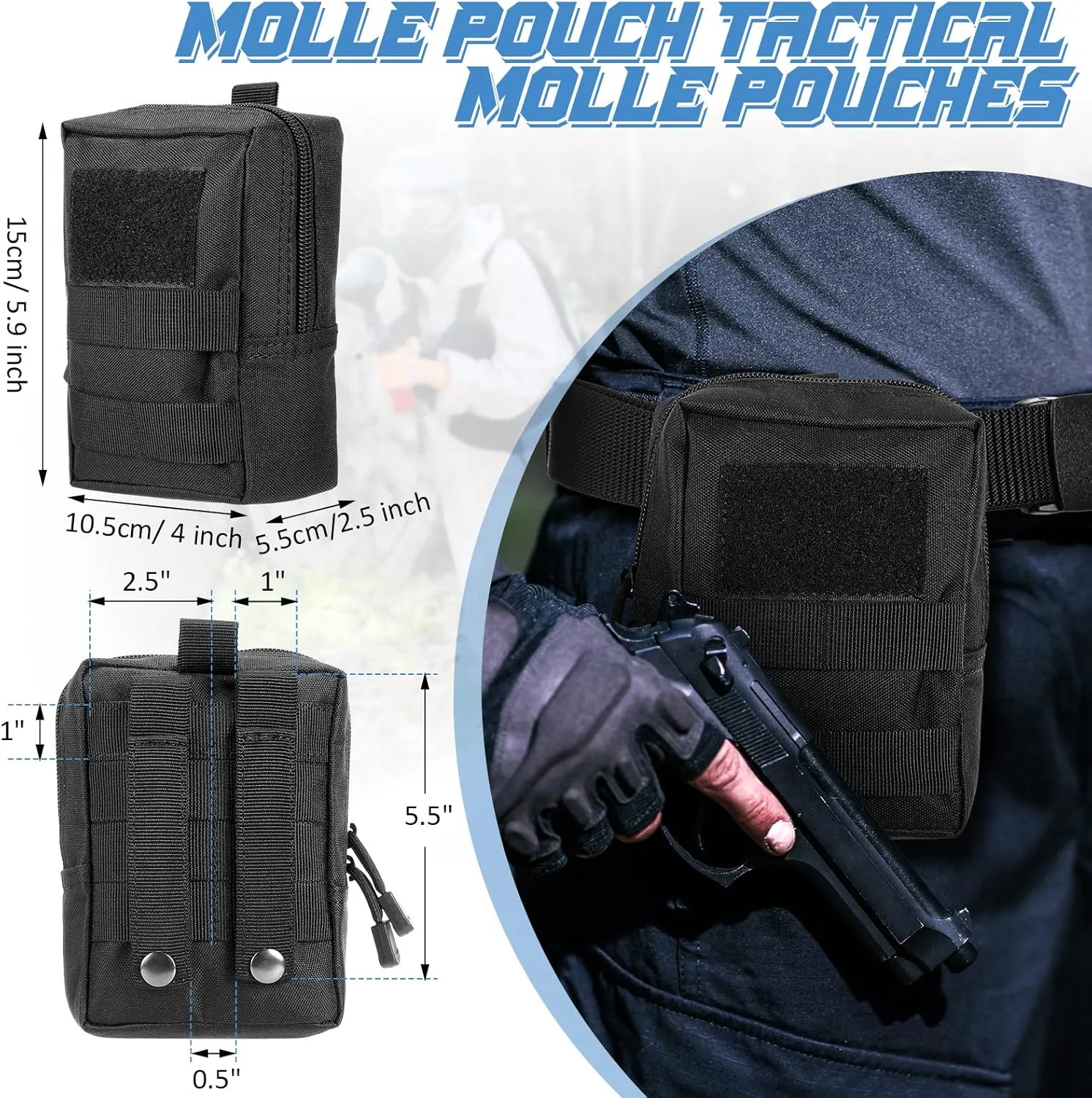 Cunno 8 Pcs Molle Pouches Tactical Molle Pouch Vest Pouch Cell Phone Belt Pouch Waterproof Waist Bag Pack Utility EDC Pouch Bag Compact Accessories Gadget Pocket Organizer