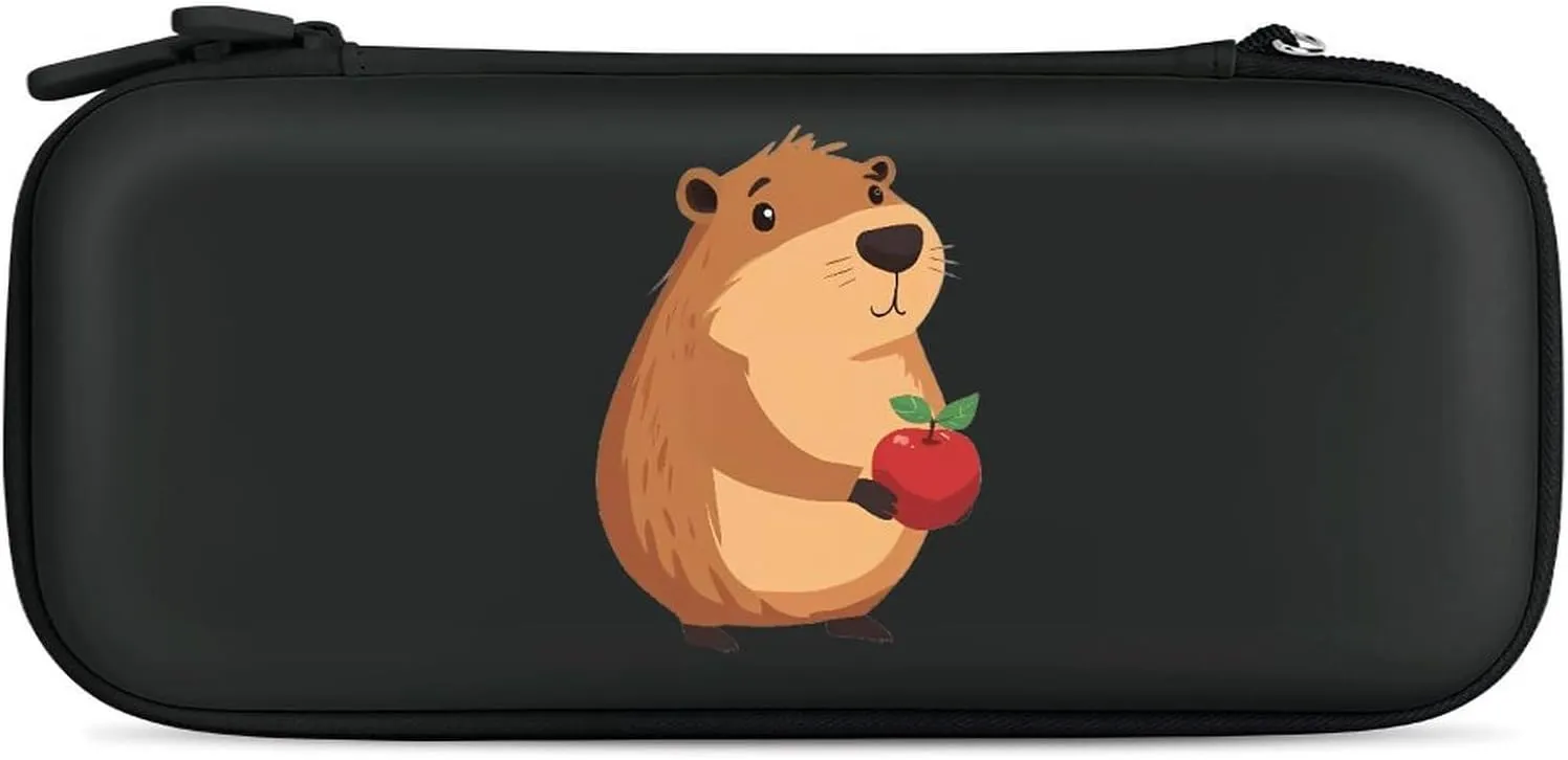 Cute Capybara Compatible with Switch Carrying Case Hard Travel Game Bag Pouch with 15 Games Accessories