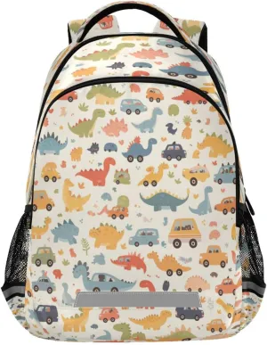 Cute Cars Dinosaurs Design Waterproof Backpack - Casual Outdoor Sports Daypack with Ergonomic Shoulder Straps#536