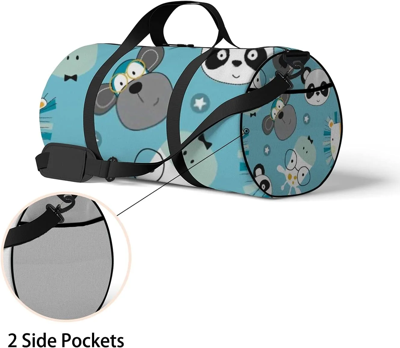 Cute Cartoon Kawaii Animals Lion Panda Koala Sports Bag Tote Bag Waterproof Gym Bag with Shoulder Strap Zipper 2 Side Pockets for Men and Women, Travel and Storage Shoulder Bag.