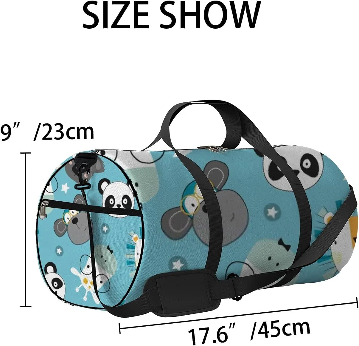 Cute Cartoon Kawaii Animals Lion Panda Koala Sports Bag Tote Bag Waterproof Gym Bag with Shoulder Strap Zipper 2 Side Pockets for Men and Women, Travel and Storage Shoulder Bag.