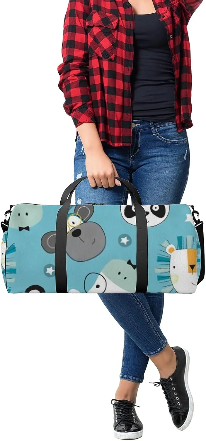 Cute Cartoon Kawaii Animals Lion Panda Koala Sports Bag Tote Bag Waterproof Gym Bag with Shoulder Strap Zipper 2 Side Pockets for Men and Women, Travel and Storage Shoulder Bag.