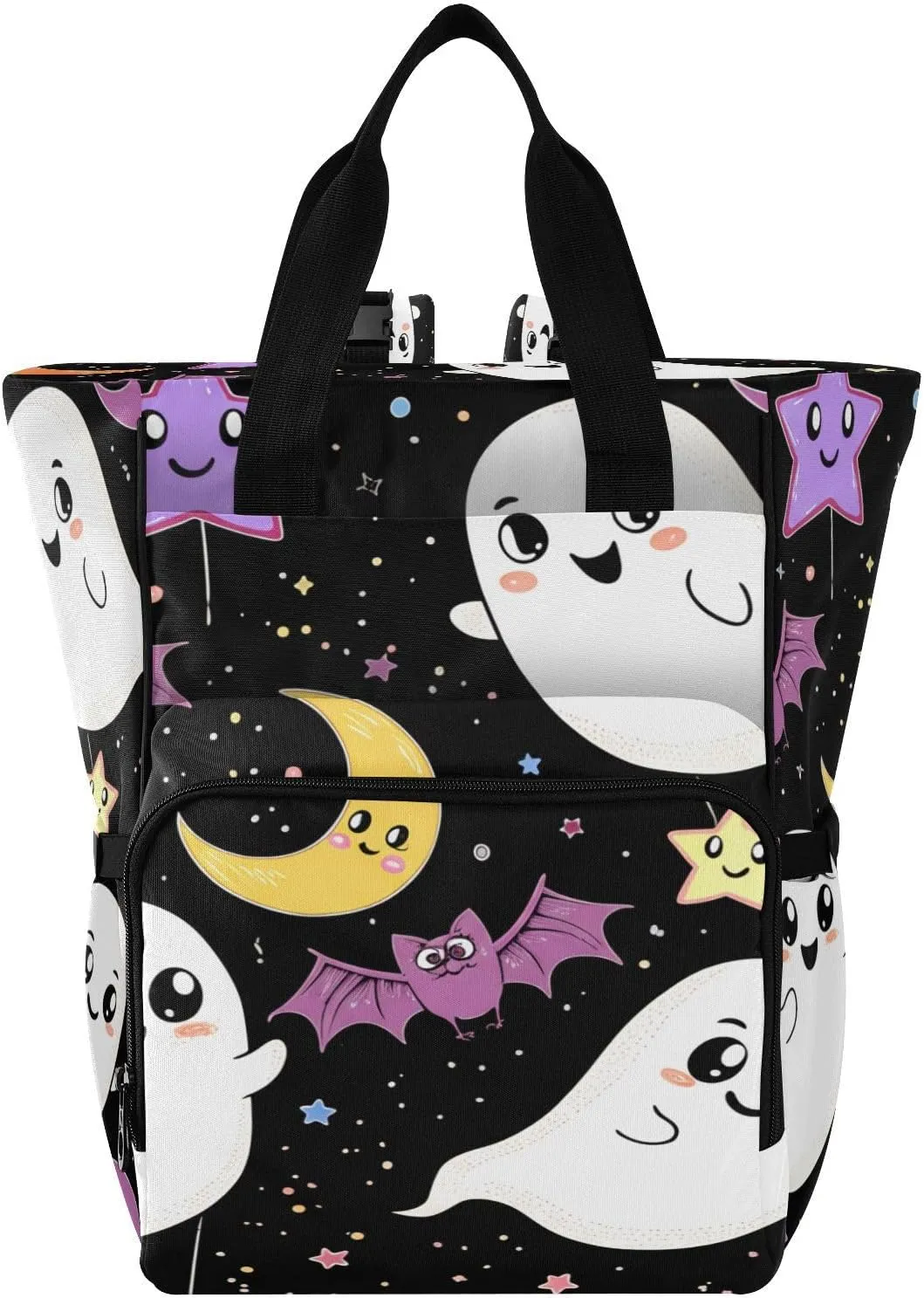 Cute Ghosts Diaper Bag Backpack, Unisex Travel Baby Backpack Diaper Bags with Stroller Straps & Pacifier Case, Large Capacity Waterproof Diaper Backpack