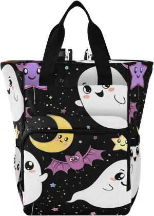 Cute Ghosts Diaper Bag Backpack, Unisex Travel Baby Backpack Diaper Bags with Stroller Straps & Pacifier Case, Large Capacity Waterproof Diaper Backpack