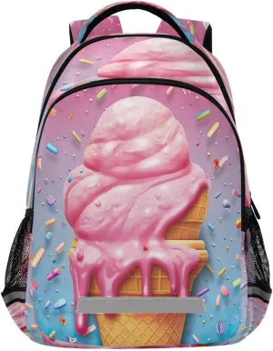 Cute Ice Cream Design Waterproof Backpack - Casual Outdoor Sports Daypack with Ergonomic Shoulder Straps#610
