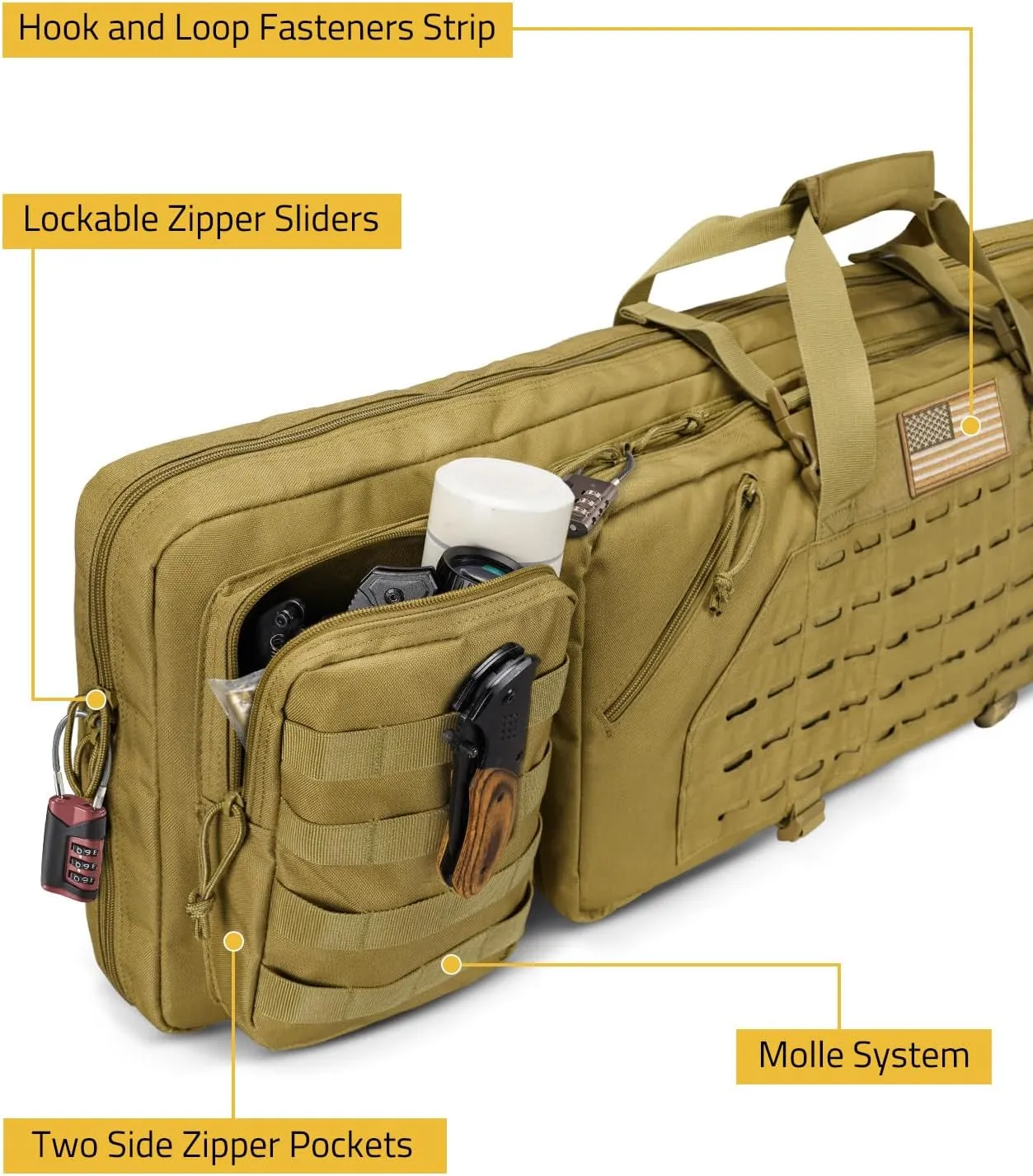 CVLIFE 36" 42" 46" Soft Rifle Case Tactical Double Long Gun Bag,with Lockable Zipper and Backpack Strap,Rifle Backpack Rifle Bag Gun Case for Outdoor Hunting Shooting Range