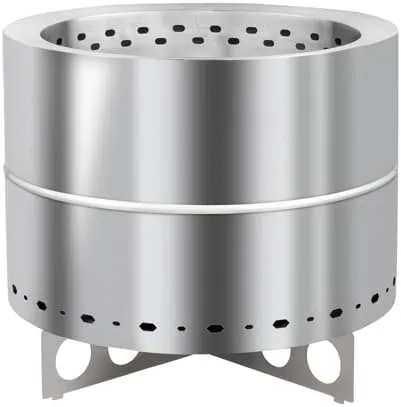 Cylindrical one-Piece Wide-Rim Stove with a smokeless Burner, Stainless Steel, with a Handle, with a Cross Base, with a Storage Bag (19.3 * 19.3 * 16.7in)