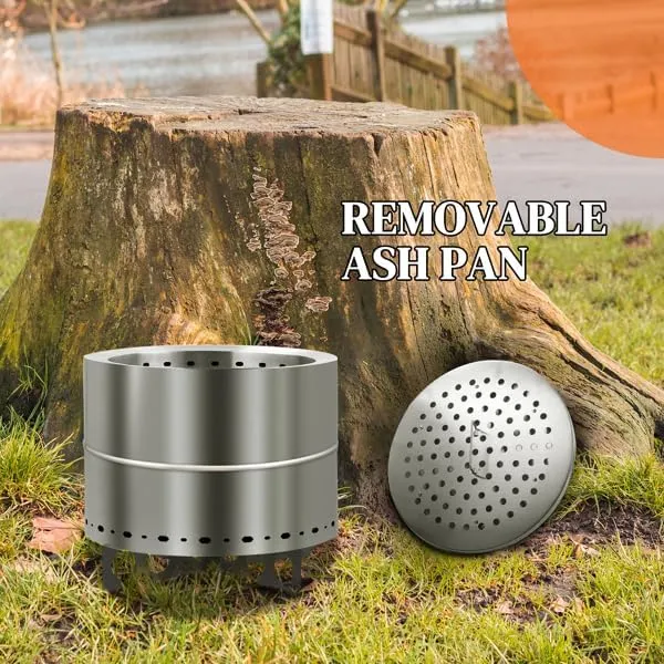 Cylindrical one-Piece Wide-Rim Stove with a smokeless Burner, Stainless Steel, with a Handle, with a Cross Base, with a Storage Bag (19.3 * 19.3 * 16.7in)