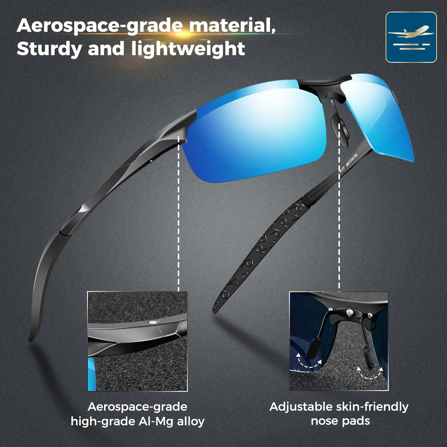 DADA-PRO Polarized Sunglasses Men Sport Driving Sun Glasses Ultralight Al-Mg Mirrored Shades UV400 Protection