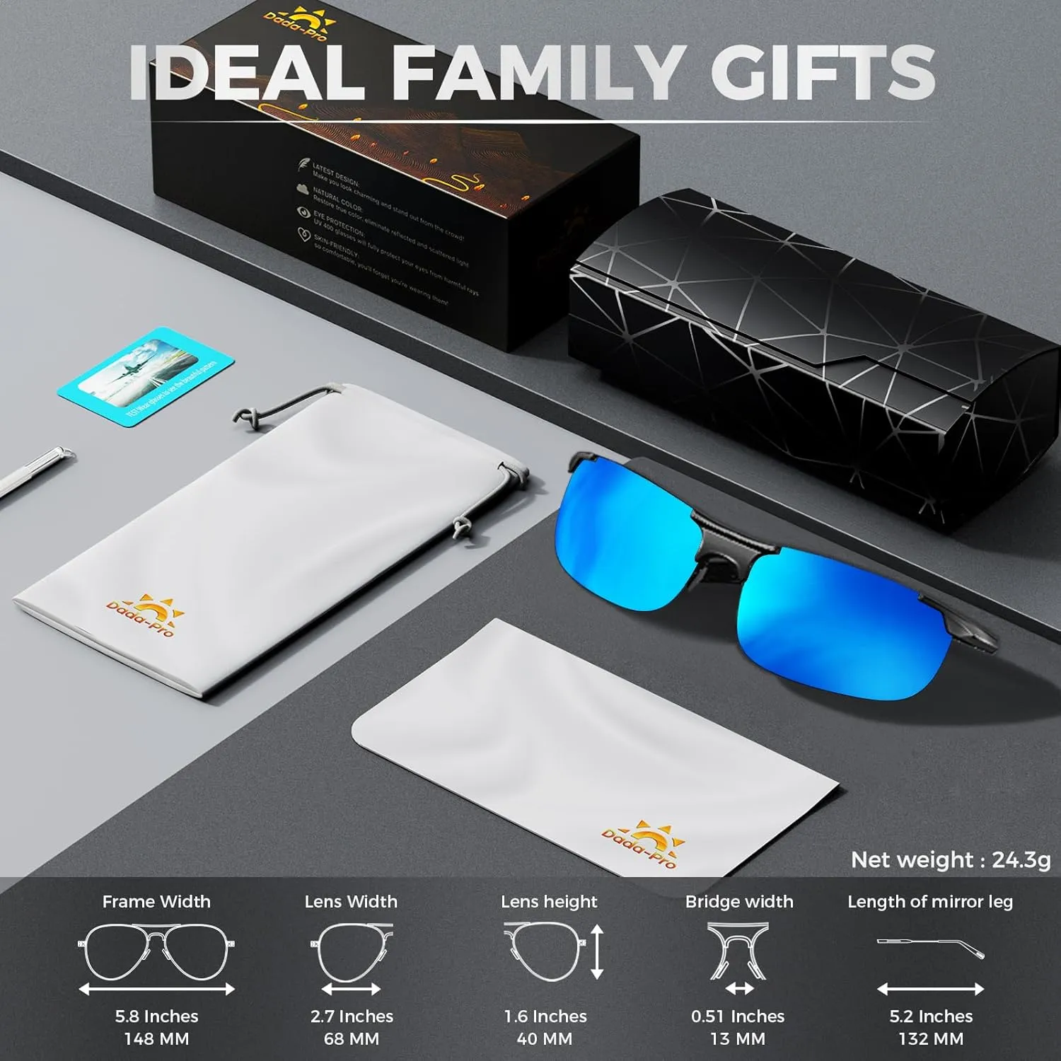DADA-PRO Polarized Sunglasses Men Sport Driving Sun Glasses Ultralight Al-Mg Mirrored Shades UV400 Protection
