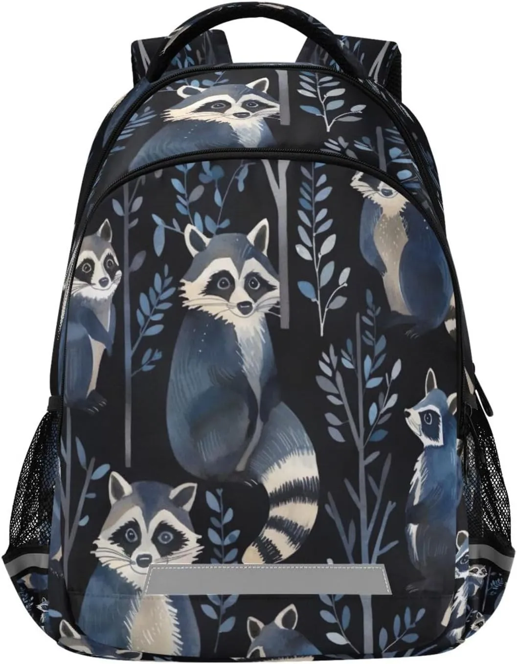 Dark Black Raccoons Design Waterproof Backpack - Casual Outdoor Sports Daypack with Ergonomic Shoulder Straps#149