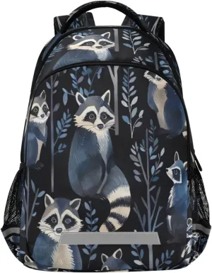 Dark Black Raccoons Design Waterproof Backpack - Casual Outdoor Sports Daypack with Ergonomic Shoulder Straps#149