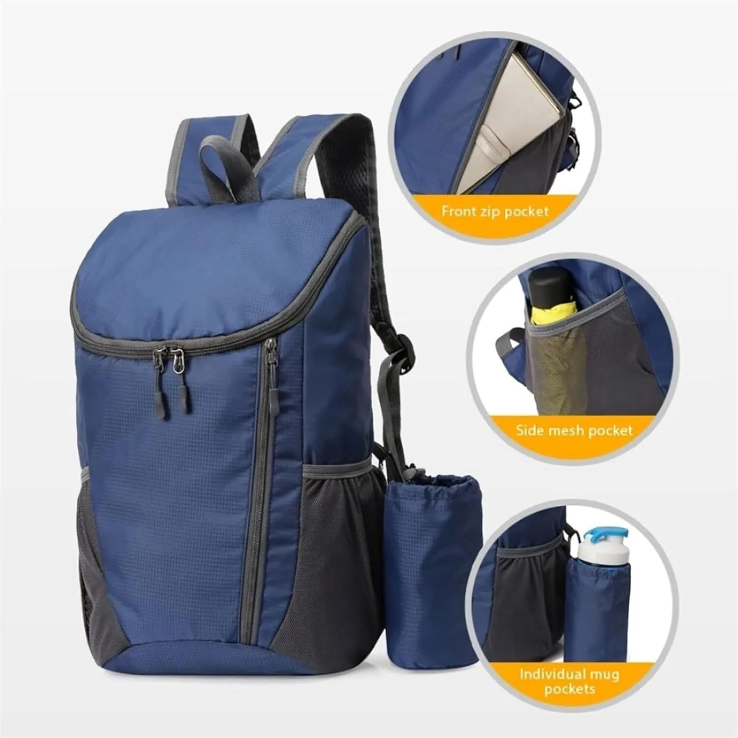 Daypack Climbing Touring Camping Backpack Ultralight Backpack With Bottle Holder Folding Travel Outdoor Sport Travel(F)