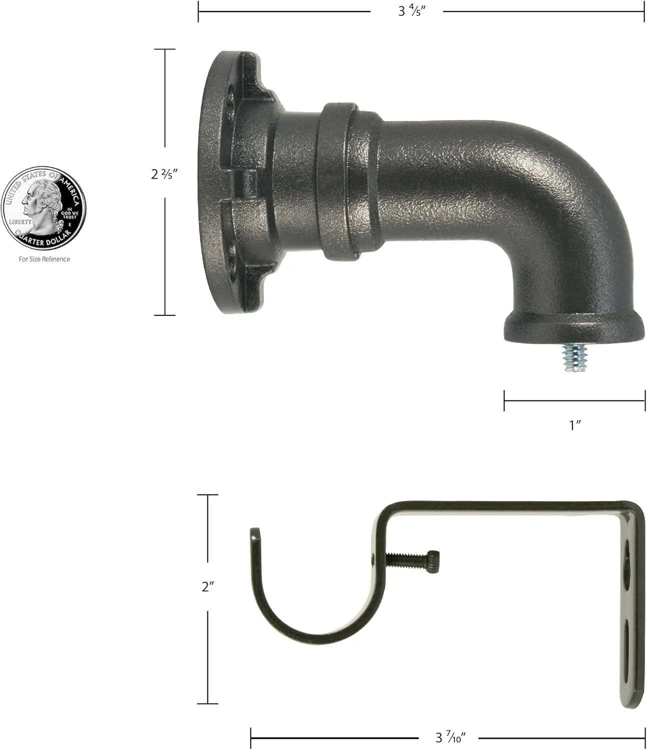 Decopolitan Industrial Wrap Around Telescoping Curtain Rod Set, 72-144", Black