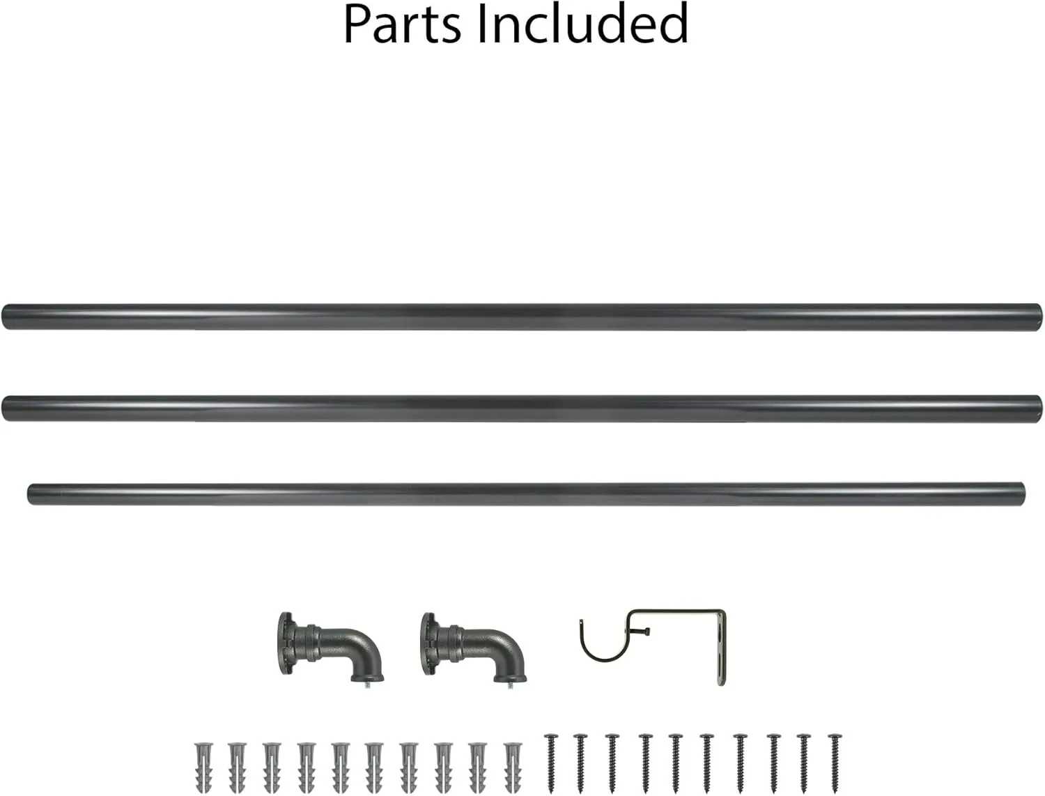 Decopolitan Industrial Wrap Around Telescoping Curtain Rod Set, 72-144", Black
