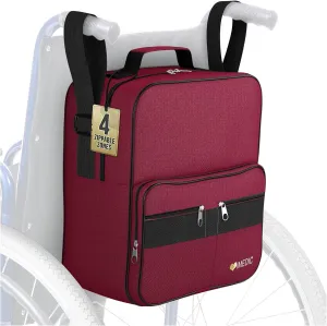 Deluxe Wheelchair Bag – Storage Backpack for Adults – Hangs Securely on Wheelchair Back – Organiser for Mobility & Electric Wheelchairs – Wine