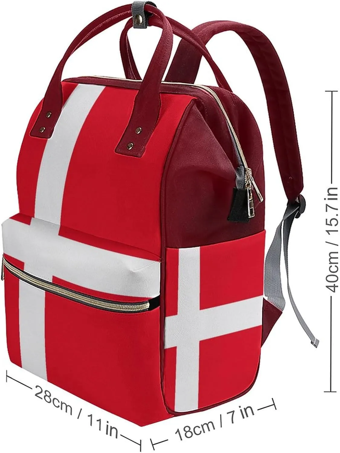 Denmark Flag Large Travel Bag Backpack Waterproof Bags for Women Back Pack with Bottle Pocket