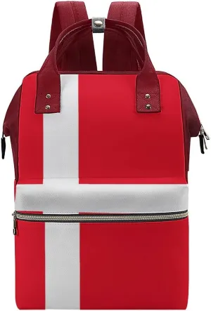 Denmark Flag Large Travel Bag Backpack Waterproof Bags for Women Back Pack with Bottle Pocket