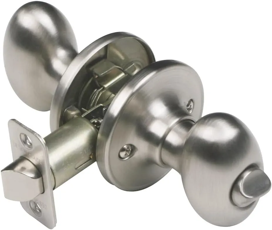 Design House 750497 Egg Privacy Bed and Bath Door Knob Satin Nickel