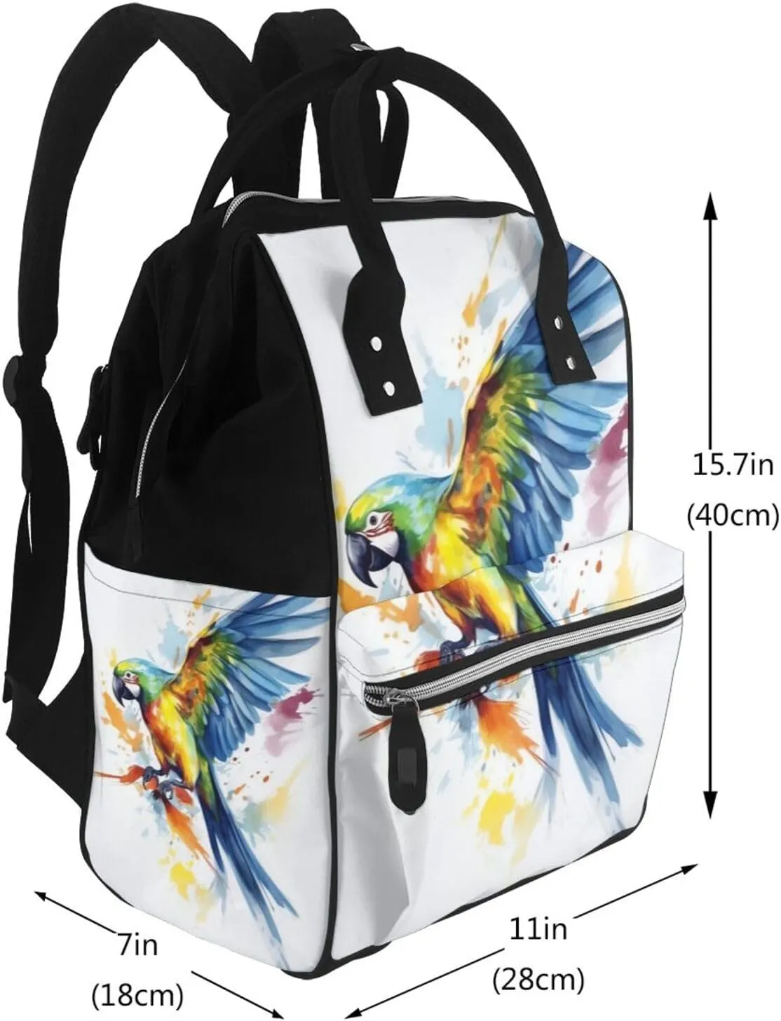 Diaper Bag Nappy Backpack Baby Bag Black and white tiger Mummy Backpack Multifunction Changing Bags for Travel, Flying Parrot, One Size