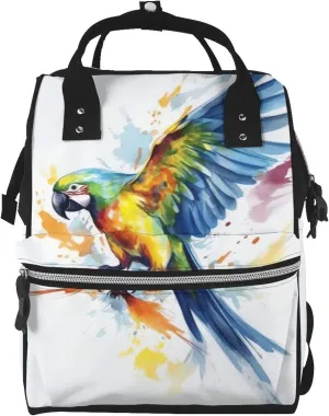 Diaper Bag Nappy Backpack Baby Bag Black and white tiger Mummy Backpack Multifunction Changing Bags for Travel, Flying Parrot, One Size