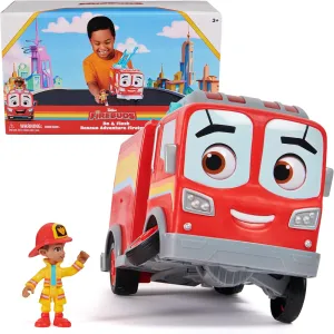 Disney Junior Firebuds, Bo & Flash Rescue Adventure Fire Truck with VROOMLINK, Lights, Sounds, Movements Kids Toys for Boys and Girls Ages 3 