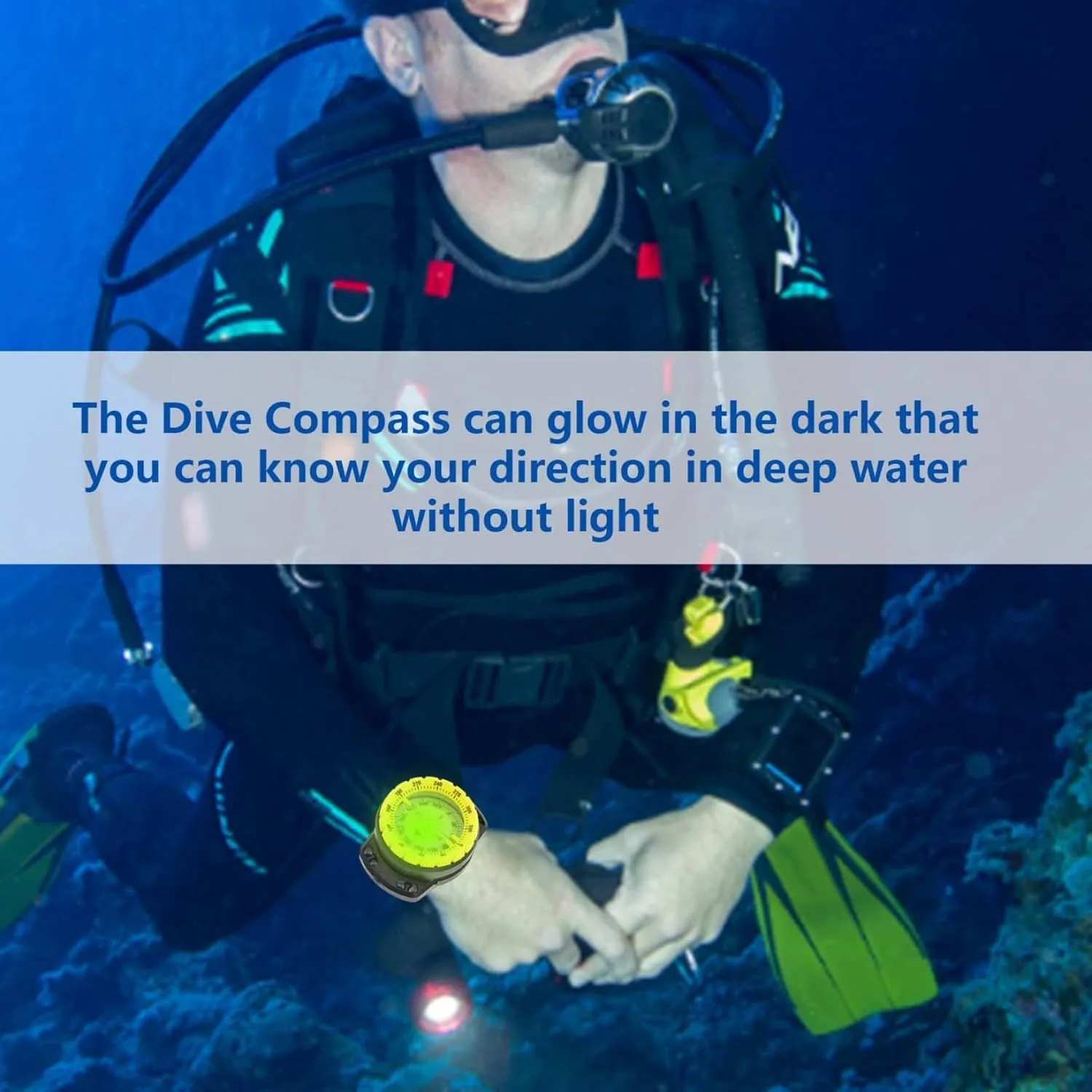 Dive Compass Surfing Luminous Underwater 50m Wrist Compass Night Vision Waterproof Navigation Compass with Bungee Wrist Compass Watch Band Compass Diving Compass Compass