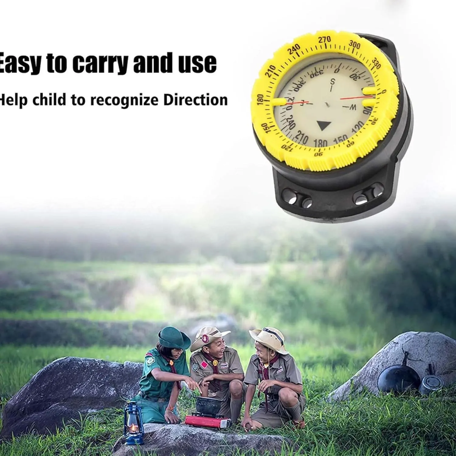 Dive Compass Surfing Luminous Underwater 50m Wrist Compass Night Vision Waterproof Navigation Compass with Bungee Wrist Compass Watch Band Compass Diving Compass Compass