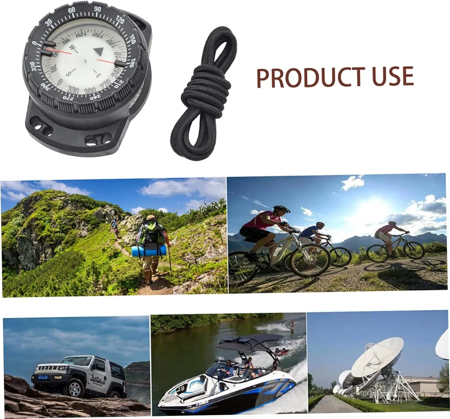 Dive Compass Surfing Luminous Underwater 50m Wrist Compass Night Vision Waterproof Navigation with Bungee, Boat Compasses Boat Compasses