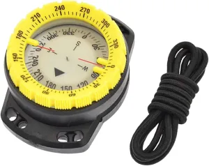 Dive Compass Surfing Luminous Underwater 50m Wrist Compass Night Vision Waterproof Navigation with Bungee Yellow