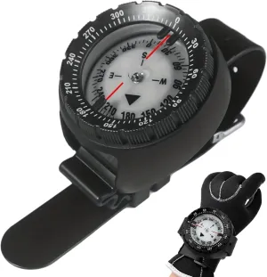 Dive Compass Waterproof Night Vision Wrist Compass Precise Underwater 50m/164ft Watch with TPU Band Black Dive